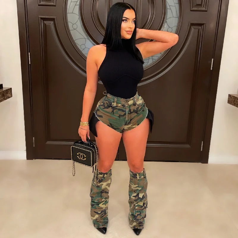 Camo Summer Hot Pants Leg Set Three Piece Camo Shorts(CL11931) Slim Fit Casual Pants