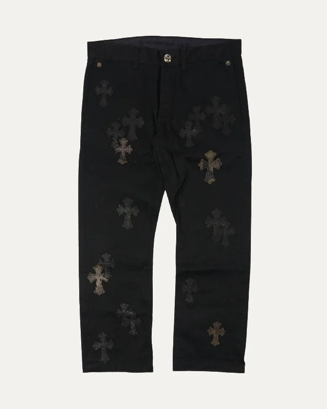 Cross Patch Chino Pants Comfortable Pleated Pants