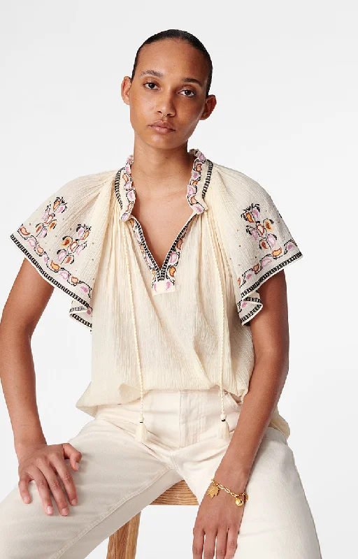 Blouse Valentin 3hva21-v09304 Ecru Stylish Wrap Blouse