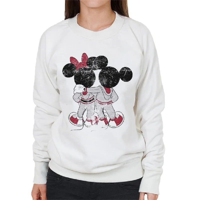 Disney Mickey And Minnie Mouse Together Distressed Back Women's Sweatshirt Hoodie Crop Top Short Trendy Disney Mickey And Minnie Mouse Together Distressed Back Women's Sweatshirt Hoodie Crop Top Short Trendy