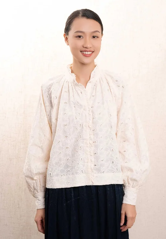 Blouse Chc-24011 Elianne Creme Sleeveless Chiffon Blouse