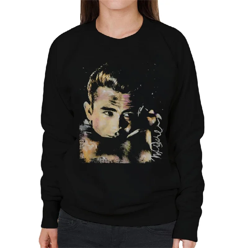 Sidney Maurer Original Portrait Of James Dean Quiff Women's Sweatshirt Hoodie with Gradient Ombre Colorful