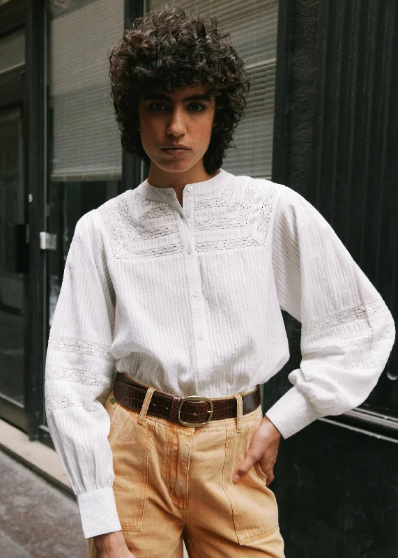 Blouse Ff23-55 Roxy Blanc Delicate Pleat Blouse