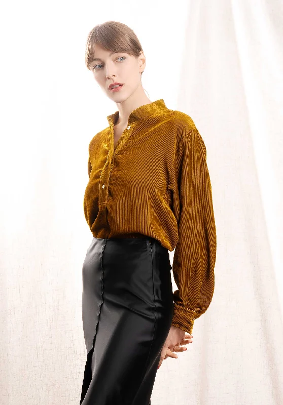 Blouse Fluid Ribbe 10652_my Shirt Bronze Balloon Sleeve Blouse
