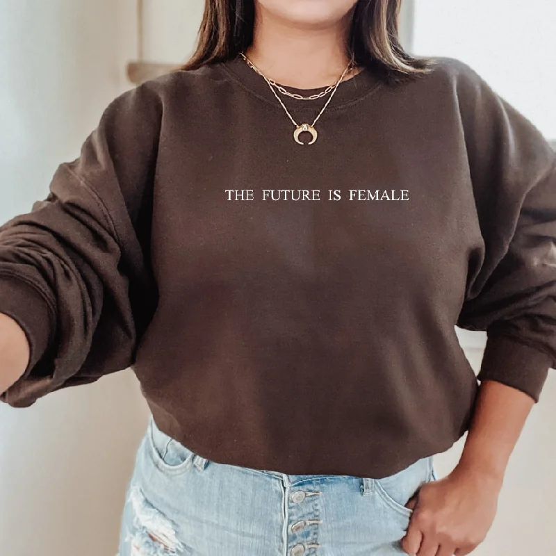 Future Is Female Sweatshirt Hoodie with Mock Neck Collared Structured
