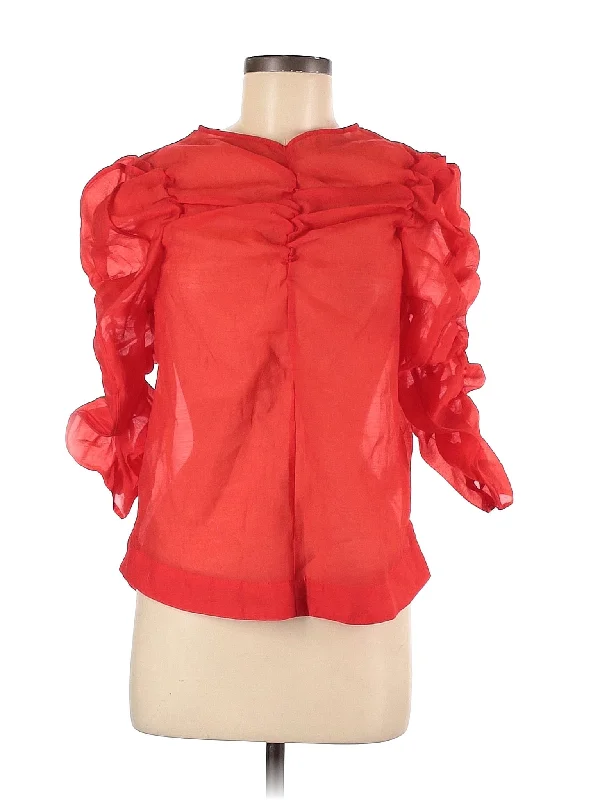 3/4 Sleeve Blouse Satin Drape Blouse