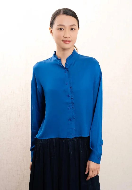 Blouse Chc-24092 Cabanac Bleu-Electrique Stretchy Fitted Blouse