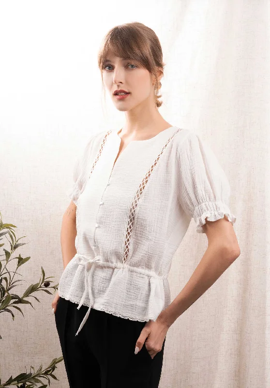 Blouse Eraldo Blouse White Ruffled Neck Blouse