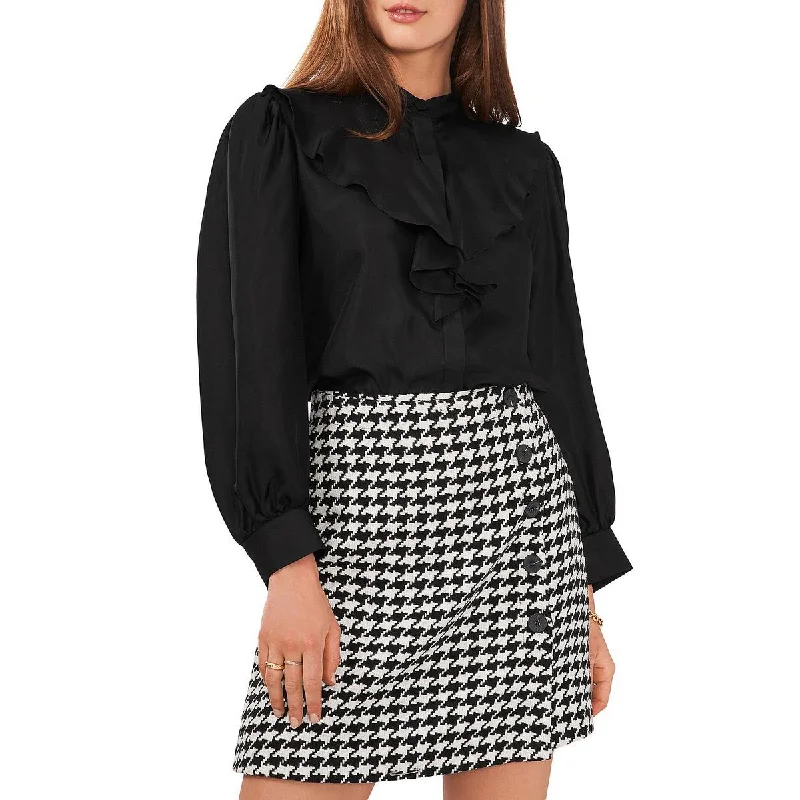 Vince Camuto Womens Button Down Ruffle Front Blouse Embellished Collar Blouse