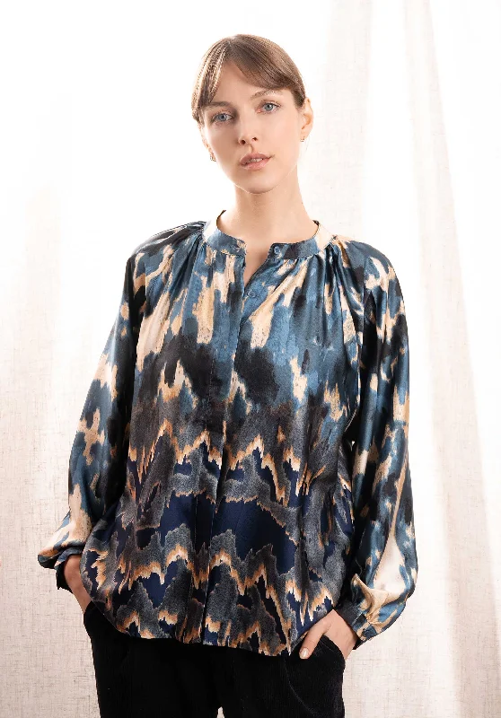 Blouse 830 Blue Casual Button Blouse