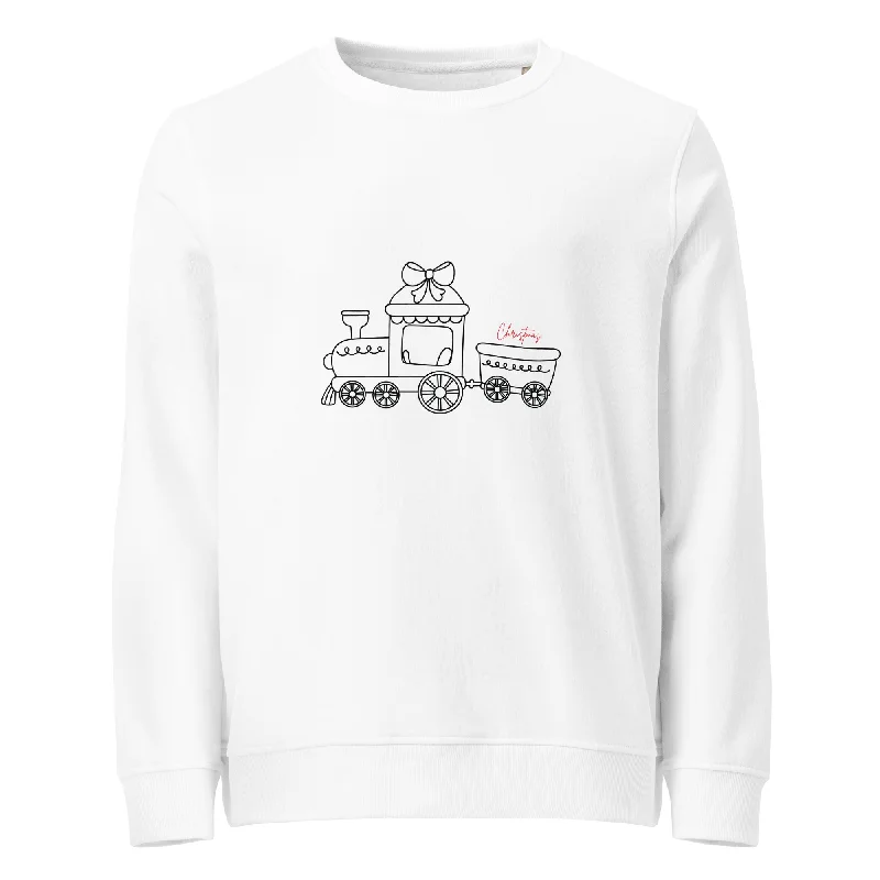 Christmas on the Tracks Graphics Women Organic Sweatshirt Hoodie with Relaxed Fit Easy Casual Christmas on the Tracks Graphics Women Organic Sweatshirt Hoodie with Relaxed Fit Easy Casual