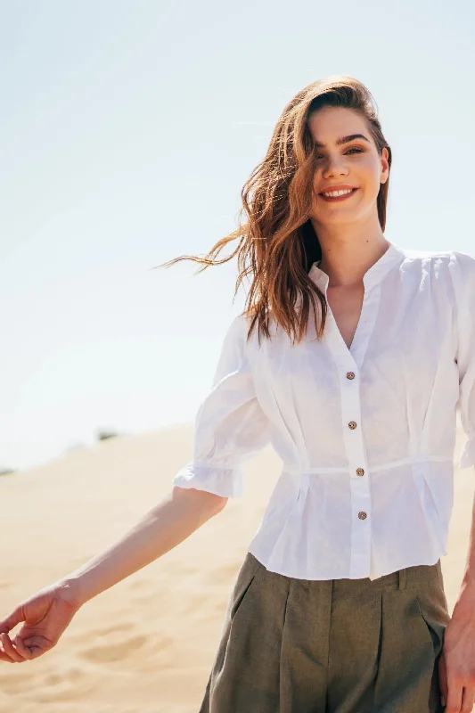Grace - Linen Blouse Lightweight Floral Blouse