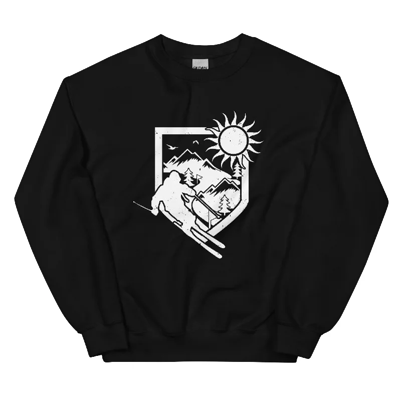 Ski und Brusttasche - Sweatshirt (Unisex) Hoodie with Hem Lace Feminine Delicate