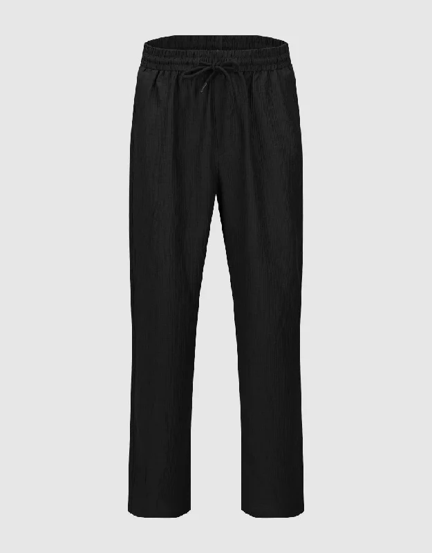 Drawstring Waist Straight Pants Elegant Trouser Pants