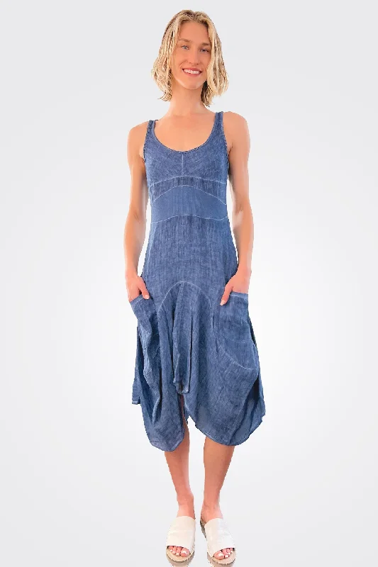 Linen Magic Dress - Blu Notte