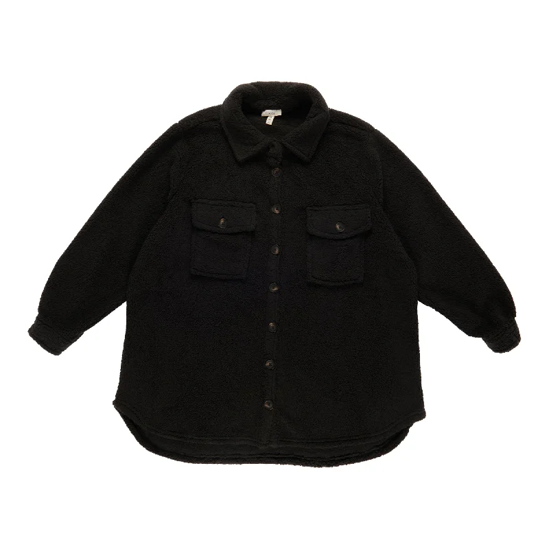 Women's Plus Sherpa Shacket Elegant Peplum Blouse
