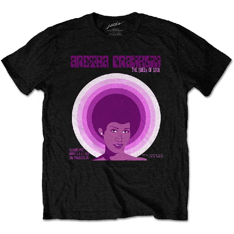 Aretha Franklin | Official Band T-Shirt | Fillmore West '71 Solid Color Striped Floral Aretha Franklin | Official Band T-Shirt | Fillmore West '71 Solid Color Striped Floral
