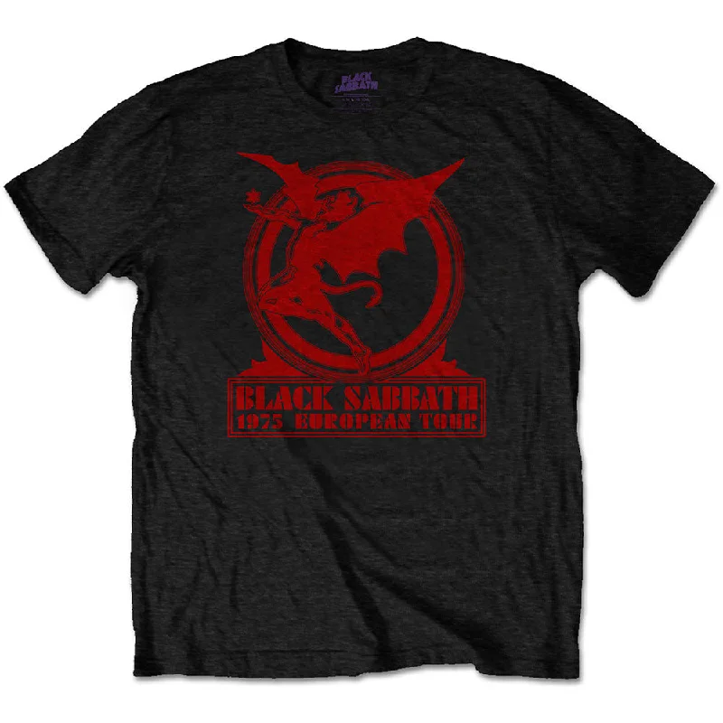 Black Sabbath | Official Band T-Shirt | Europe '75 Front Pockets Side Pockets Patch Pockets