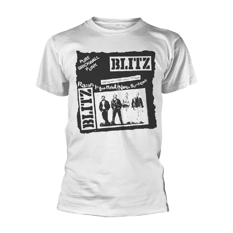 Blitz Unisex T-shirt: Pure Brick Wall (White) Cotton Fabric Linen Fabric Terry Fabric