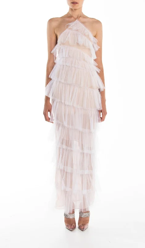 FRINGED  BACKLESS MAXI DRESS Cozy Knit Maxi Dress