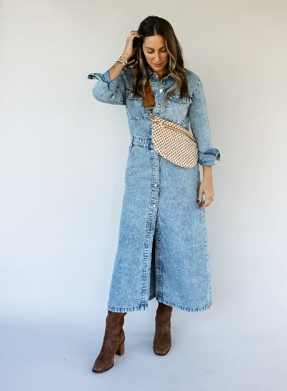 Jules Denim Maxi Dress Fashionable Printed Maxi Dress