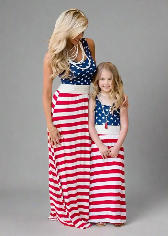 Mother Daughter Flag Maxi Dress Cozy Wrap Maxi Dress