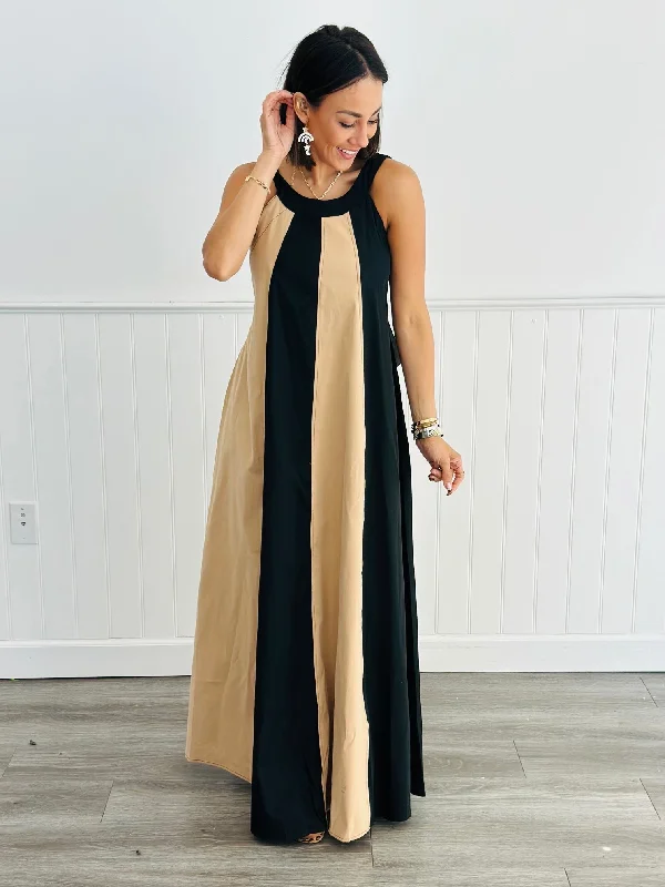 Stripe Sensation Backless Maxi Dress (Reg) Fashionable Sleeveless Maxi Dress