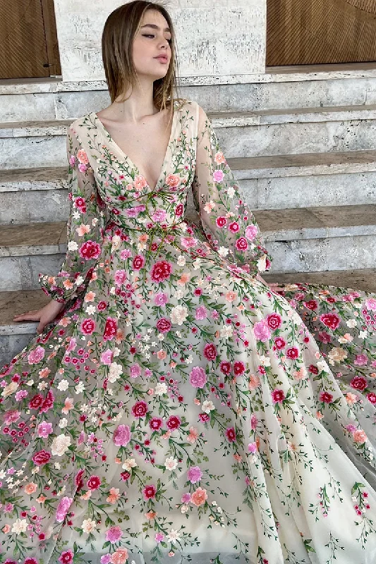 Wildflower Romance Embroidered Maxi Dress Chic Boho Print Maxi Dress