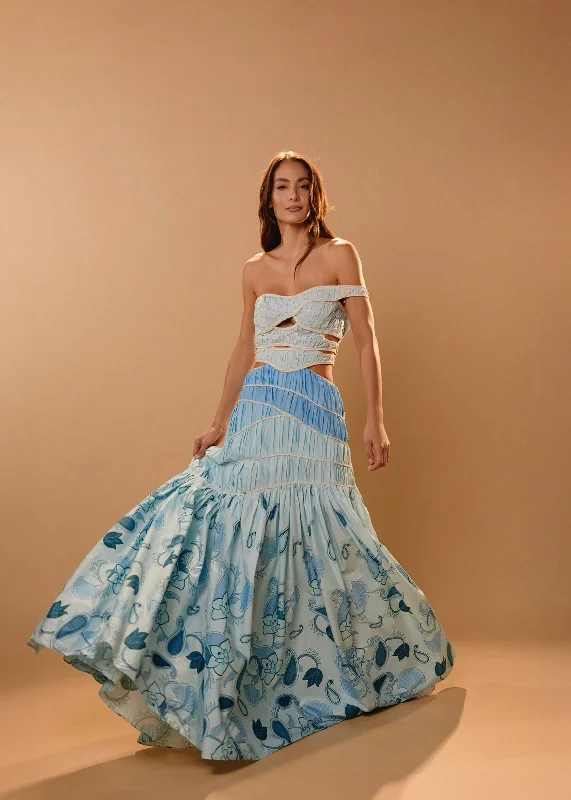 ZG 849  Arabesco Maxi Dress Comfortable Ruffle Maxi Dress