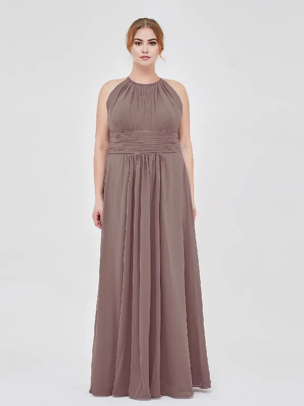 Halter Chiffon Maxi Dress Bridesmaid Dresses Dusk A-Line Long Dress Trendy Maxi Dress with Straps Halter Chiffon Maxi Dress Bridesmaid Dresses Dusk A-Line Long Dress Trendy Maxi Dress with Straps