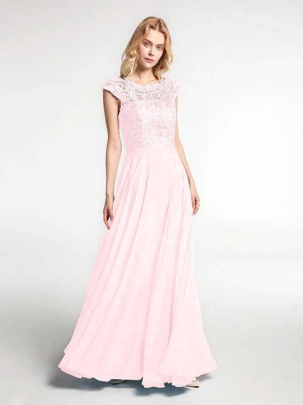 Illusion Wrap Neck Lace and Chiffon Maxi Dress-Blushing Pink Stylish Off-Shoulder Maxi Dress Illusion Wrap Neck Lace and Chiffon Maxi Dress-Blushing Pink Stylish Off-Shoulder Maxi Dress