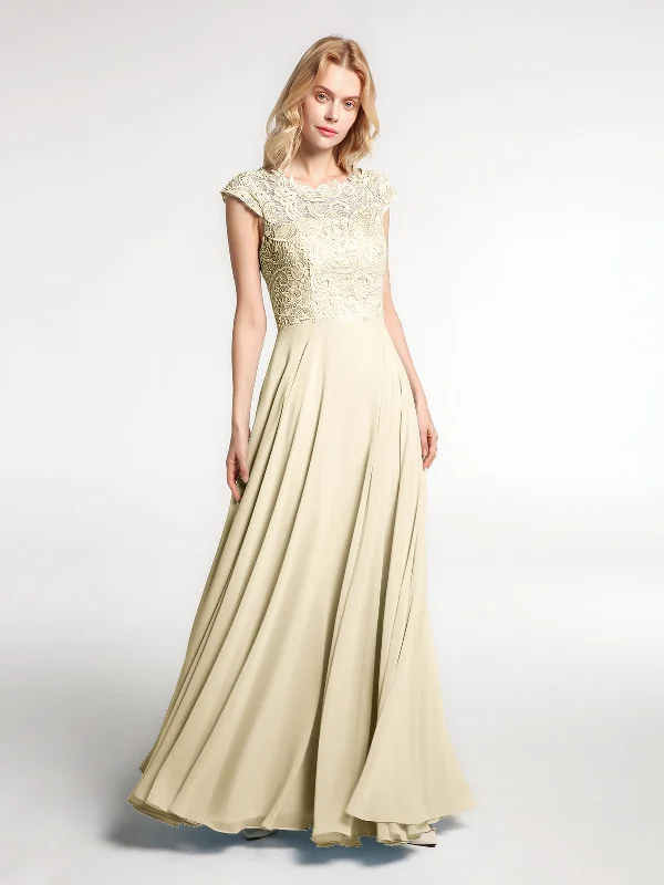 Illusion Wrap Neck Lace and Chiffon Maxi Dress-Champagne Trendy Maxi Dress with Belt Illusion Wrap Neck Lace and Chiffon Maxi Dress-Champagne Trendy Maxi Dress with Belt