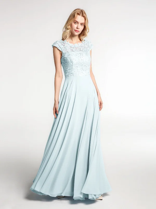 Illusion Wrap Neck Lace and Chiffon Maxi Dress-Mist Stylish Button-Up Maxi Dress