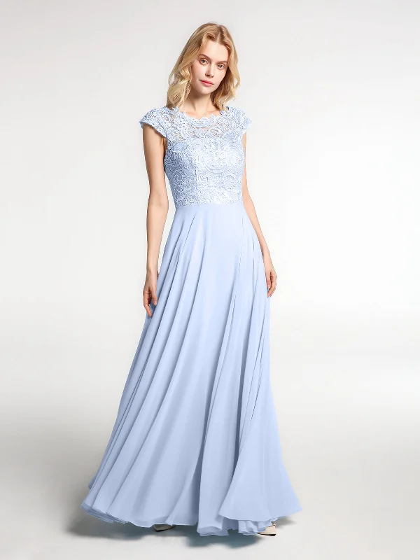 Illusion Wrap Neck Lace and Chiffon Maxi Dress-Sky Blue Elegant Maxi Dress with Lace Illusion Wrap Neck Lace and Chiffon Maxi Dress-Sky Blue Elegant Maxi Dress with Lace