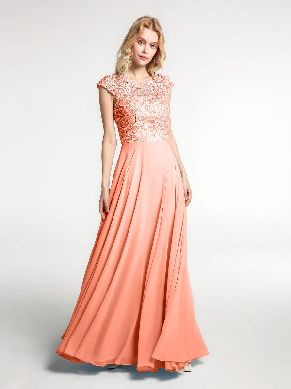 Illusion Wrap Neck Lace and Chiffon Maxi Dress-Sunset Comfortable Long-Sleeve Maxi Dress Illusion Wrap Neck Lace and Chiffon Maxi Dress-Sunset Comfortable Long-Sleeve Maxi Dress
