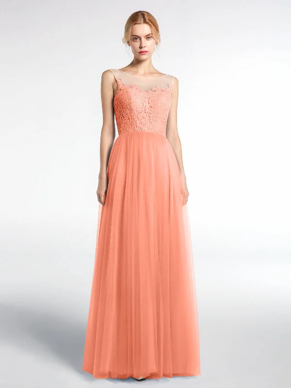 Illusion Neckline Lace and Tulle Maxi Dress-Sunset Cozy Knitted Maxi Dress