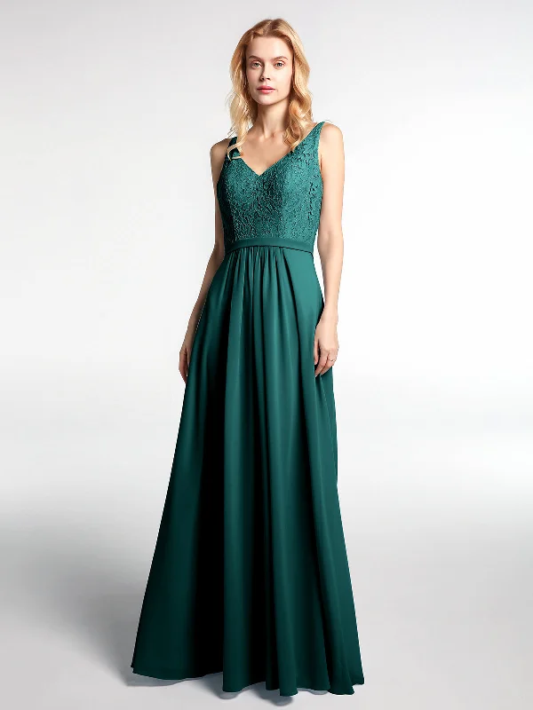 Lace Bodice Chiffon Skirt Maxi Dress with V-neck-Peacock Chic Summer Floral Maxi Dress Lace Bodice Chiffon Skirt Maxi Dress with V-neck-Peacock Chic Summer Floral Maxi Dress