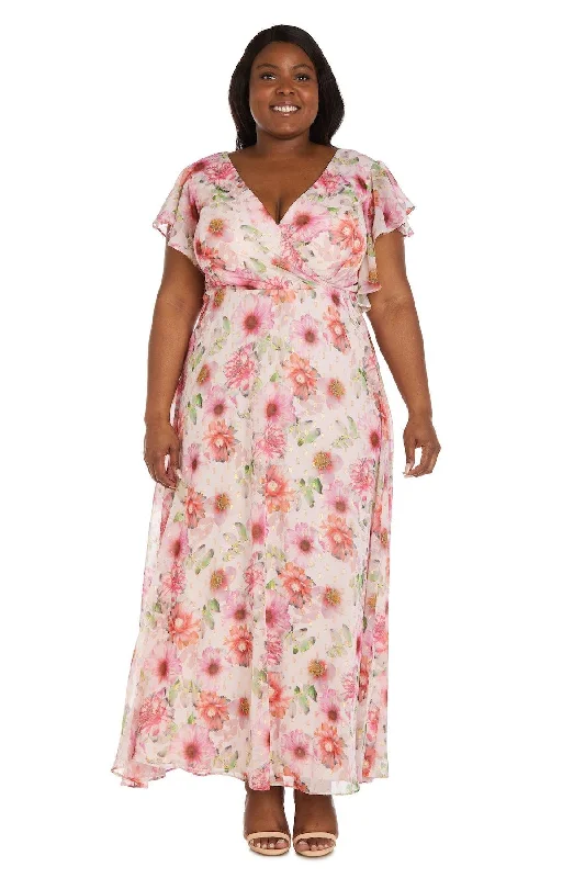 Nightway Long Plus Size Floral Maxi Dress 22140W Comfortable T-Shirt Maxi Dress