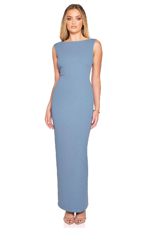 Nookie Bliss Maxi Dress - Bluebell Stylish Long Sleeve Maxi Dress