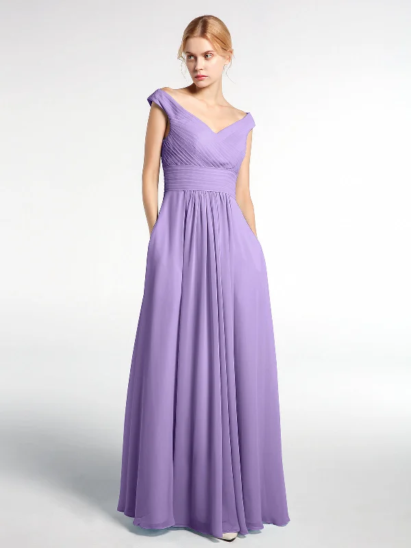 Off shoulder V-neck Maxi Dress with Pockets-Tahiti Stylish Button-Up Maxi Dress