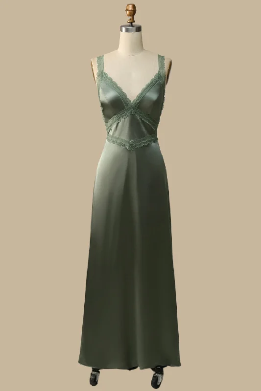 Olive Green Lace Tie-Back Maxi Dress Cozy Knit Maxi Dress