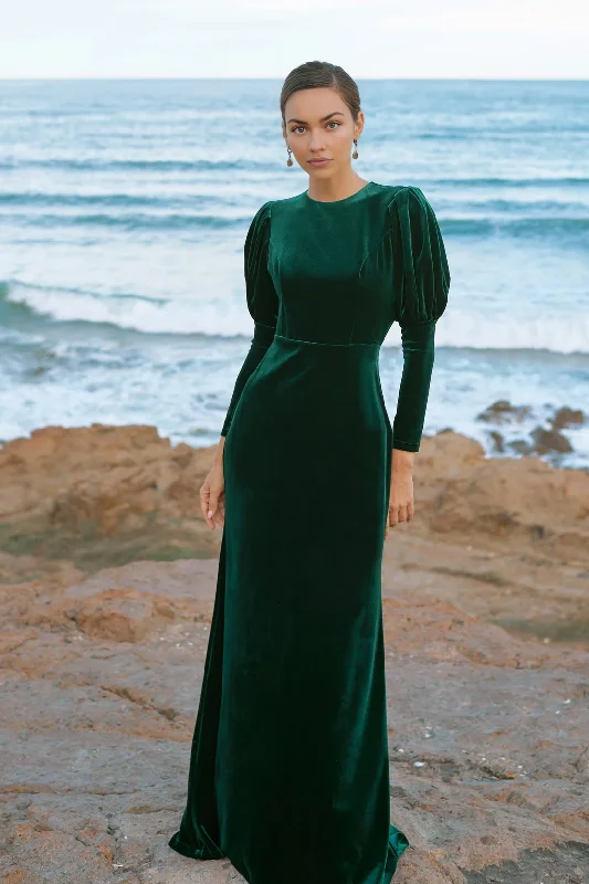 Open Back Dark Green Winter Velvet Dress For Women Maxi Dress Wedding Guest Dress Bridesmaid Dress Stylish One-Shoulder Maxi Dress Open Back Dark Green Winter Velvet Dress For Women Maxi Dress Wedding Guest Dress Bridesmaid Dress Stylish One-Shoulder Maxi Dress