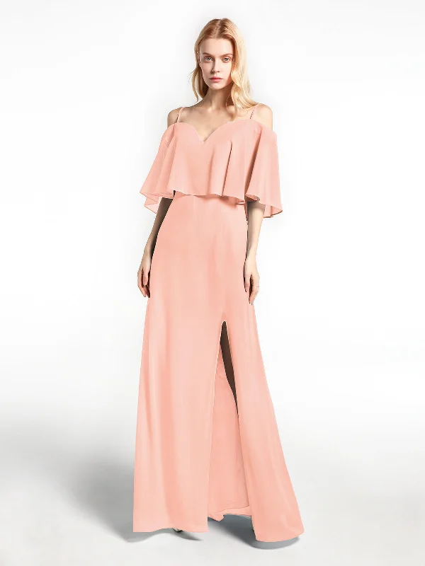 Ruffled Cold Shoulder Maxi Dress with Flounce Overlay Coral Cozy Spaghetti Strap Maxi Dress Ruffled Cold Shoulder Maxi Dress with Flounce Overlay Coral Cozy Spaghetti Strap Maxi Dress