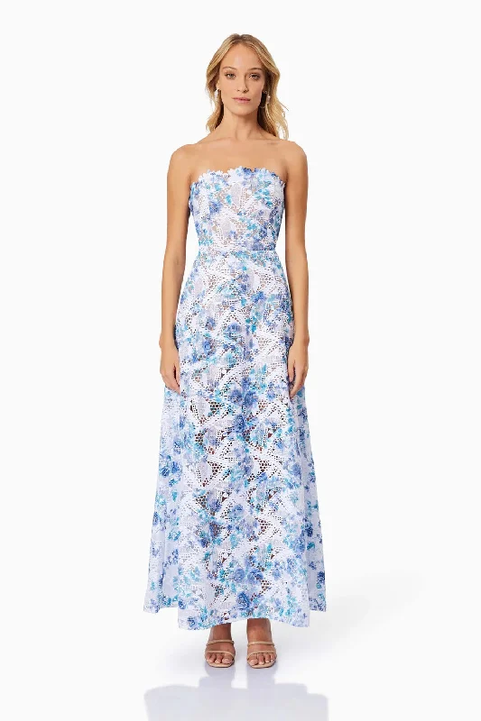 Savannah Strapless Maxi Dress - Blue Chic Off-Shoulder Maxi Dress