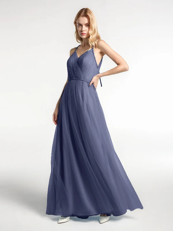 Twist Straps Tulle Maxi Dress with V Neckline Stormy Fashionable Maxi Dress with Fringe Twist Straps Tulle Maxi Dress with V Neckline Stormy Fashionable Maxi Dress with Fringe