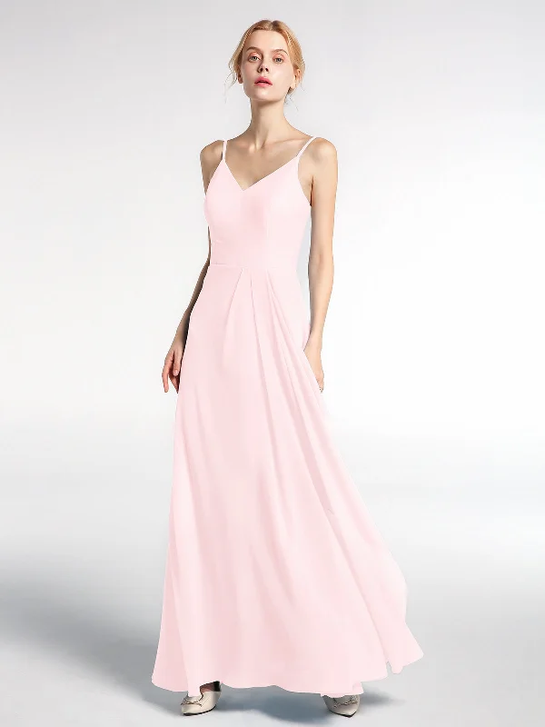V-neck Chiffon Simple Maxi Dress with Spaghetti Straps-Blushing Pink Fashionable Off-Shoulder Maxi Dress V-neck Chiffon Simple Maxi Dress with Spaghetti Straps-Blushing Pink Fashionable Off-Shoulder Maxi Dress