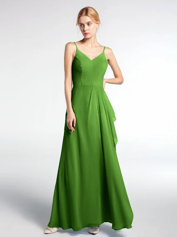 V-neck Chiffon Simple Maxi Dress with Spaghetti Straps-Moss Fashionable Halter Neck Maxi Dress V-neck Chiffon Simple Maxi Dress with Spaghetti Straps-Moss Fashionable Halter Neck Maxi Dress