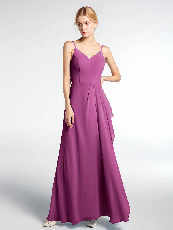 V-neck Chiffon Simple Maxi Dress with Spaghetti Straps-Orchid Comfortable Flowy Maxi Dress V-neck Chiffon Simple Maxi Dress with Spaghetti Straps-Orchid Comfortable Flowy Maxi Dress
