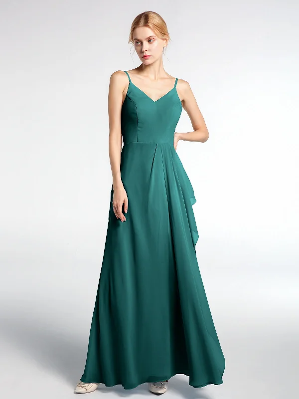 V-neck Chiffon Simple Maxi Dress with Spaghetti Straps-Peacock Fashionable Printed Maxi Dress V-neck Chiffon Simple Maxi Dress with Spaghetti Straps-Peacock Fashionable Printed Maxi Dress