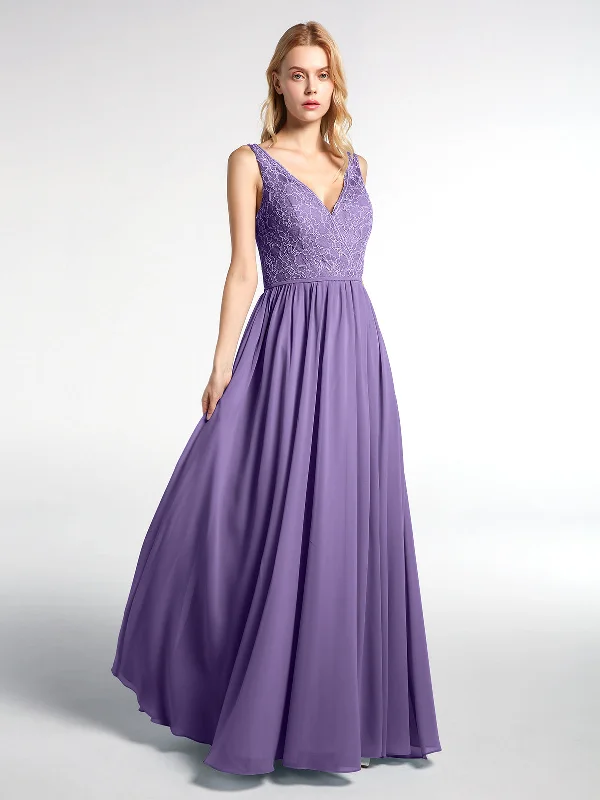 V-neck Lace Top Chiffon Skirt Maxi Dress-Tahiti Stylish Off-Shoulder Maxi Dress
